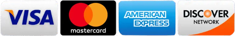 Visa Mastercard Discover and American Express accepted