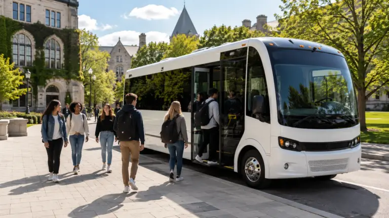 Campus shuttle transportation for students and guests