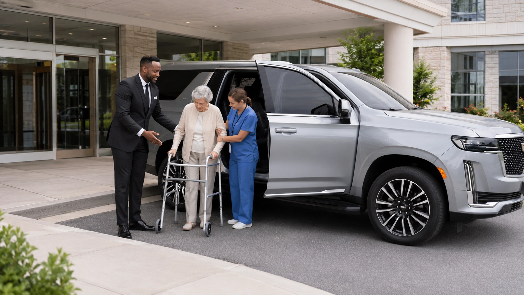 Healthcare shuttle transportation for staff patients and visitors