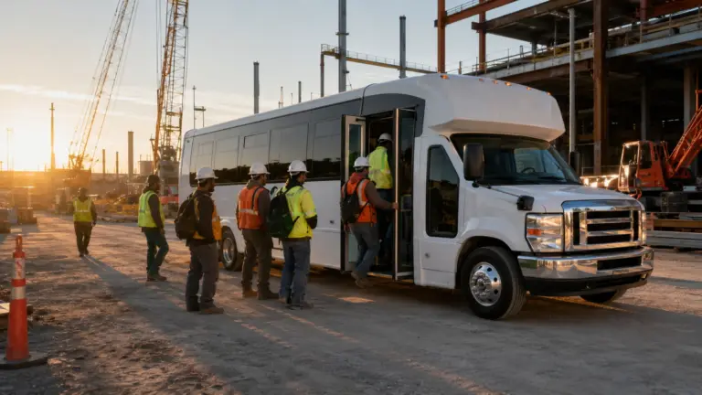 Construction site shuttle transportation service