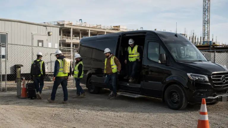 Jobsite shuttle transportation for construction crews