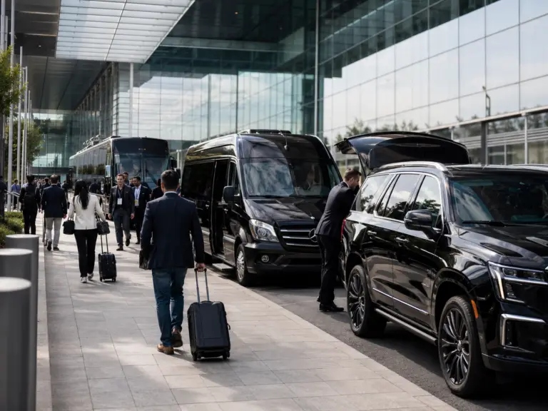 Conference hotel shuttle vehicle for attendees and speakers