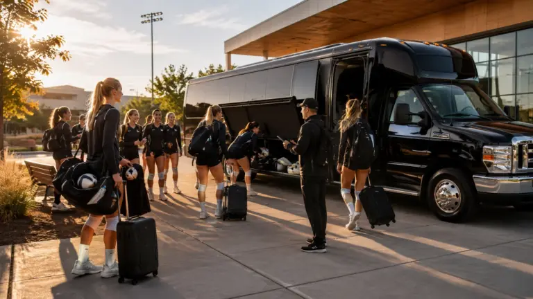 Volleyball players traveling for sports team transportation