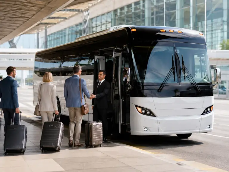 Ace Limousine airport shuttle service at airport terminal