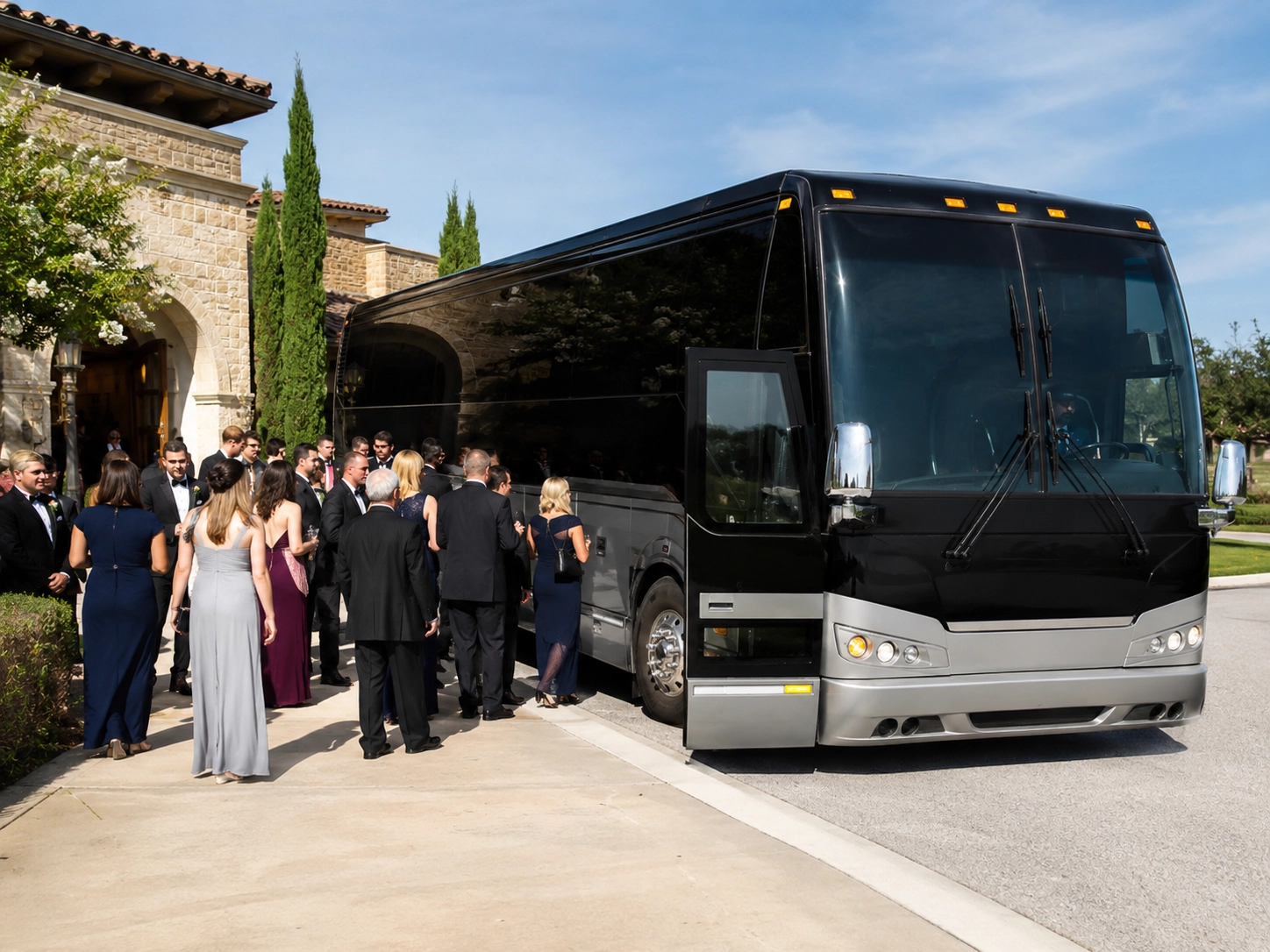Ace Limousine event charter bus arrival
