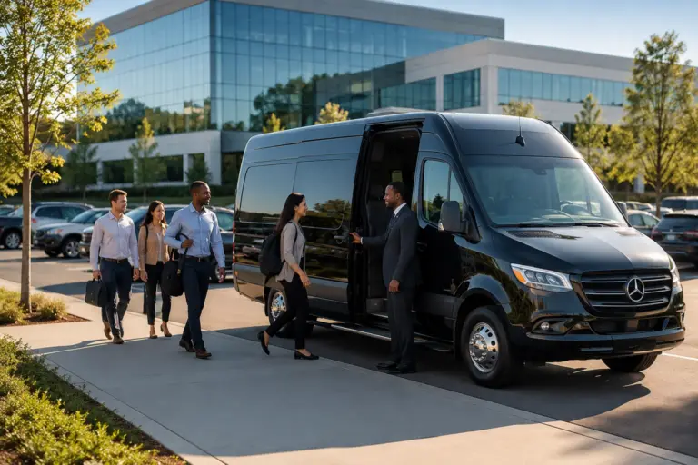 Ace Limousine office parking lot shuttle