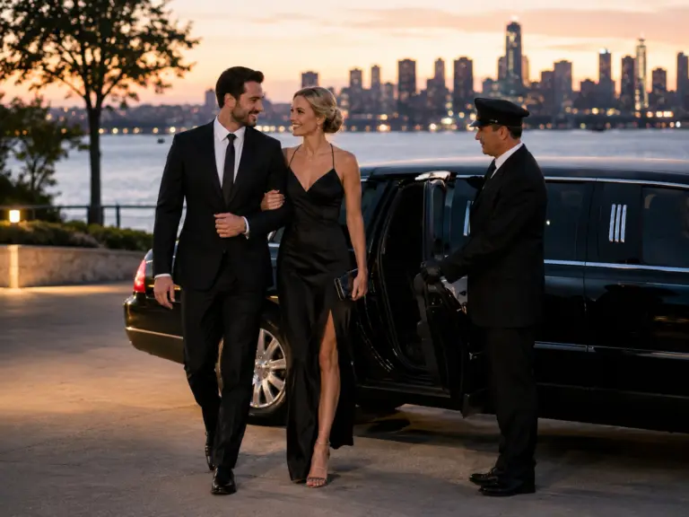 Ace Limousine special occasion stretch limo waterfront evening